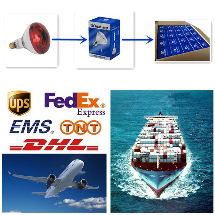 Transport of infrared heat lamp shade